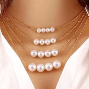 Gold Filled Multilayered Pearl Necklace
